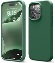 Elago Liquid Silicone for iPhone 15 Pro MAX Case Cover Full Body Protection, Shockproof, Slim, Anti-Scratch Soft Microfiber Lining - Alpine Green